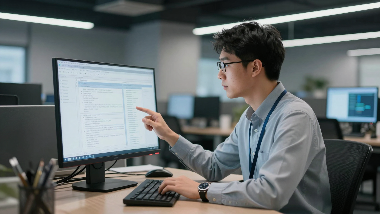 Profesyonel bir satın alma müdürü teknik şartnameleri incelerken